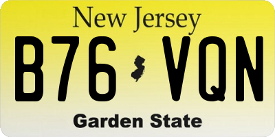 NJ license plate B76VQN