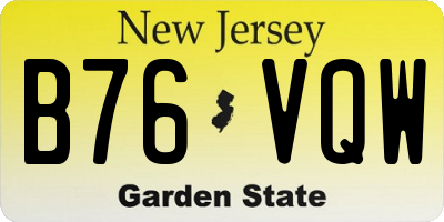 NJ license plate B76VQW