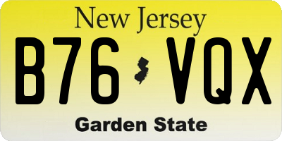 NJ license plate B76VQX