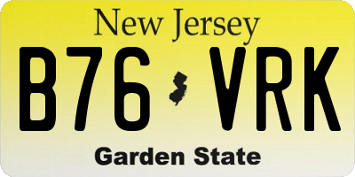 NJ license plate B76VRK