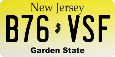 NJ license plate B76VSF