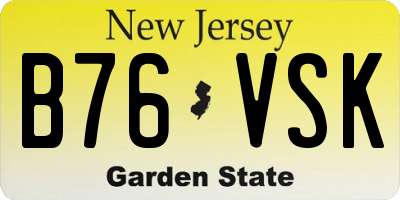 NJ license plate B76VSK