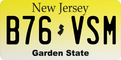 NJ license plate B76VSM