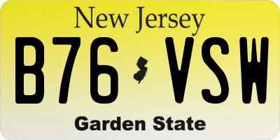 NJ license plate B76VSW