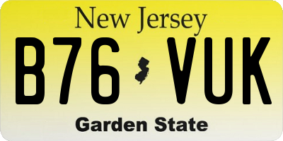 NJ license plate B76VUK