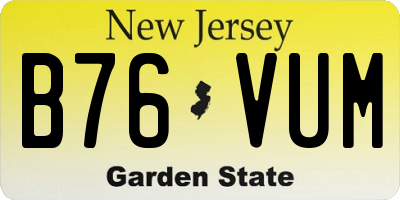 NJ license plate B76VUM