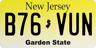 NJ license plate B76VUN