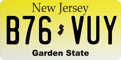 NJ license plate B76VUY