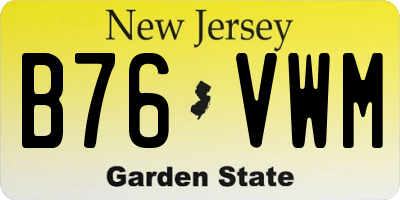 NJ license plate B76VWM