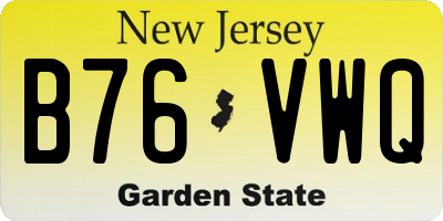 NJ license plate B76VWQ