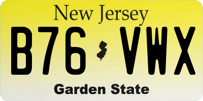 NJ license plate B76VWX