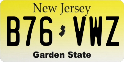 NJ license plate B76VWZ