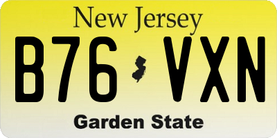 NJ license plate B76VXN