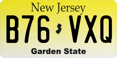 NJ license plate B76VXQ