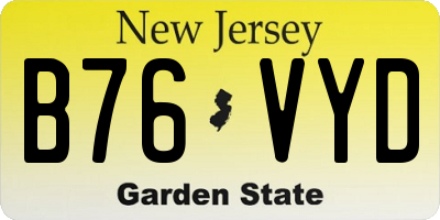 NJ license plate B76VYD