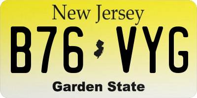 NJ license plate B76VYG