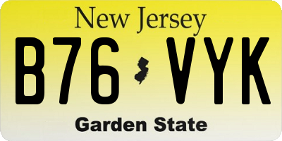 NJ license plate B76VYK