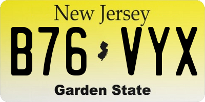 NJ license plate B76VYX