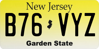 NJ license plate B76VYZ