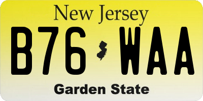NJ license plate B76WAA