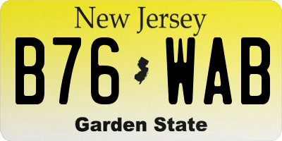 NJ license plate B76WAB