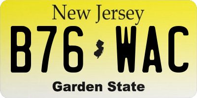 NJ license plate B76WAC