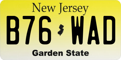 NJ license plate B76WAD