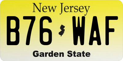 NJ license plate B76WAF