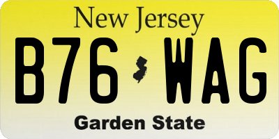 NJ license plate B76WAG