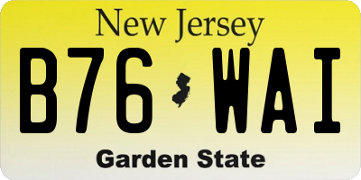 NJ license plate B76WAI