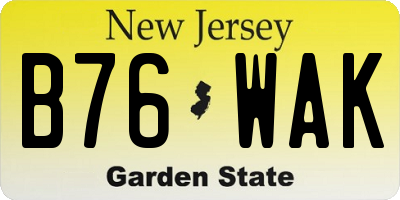 NJ license plate B76WAK