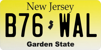 NJ license plate B76WAL