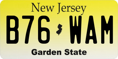 NJ license plate B76WAM