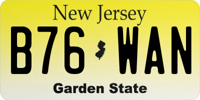 NJ license plate B76WAN