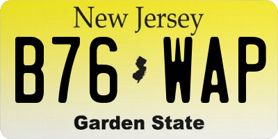 NJ license plate B76WAP
