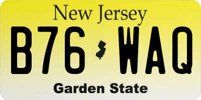 NJ license plate B76WAQ