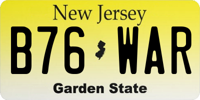 NJ license plate B76WAR
