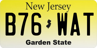 NJ license plate B76WAT