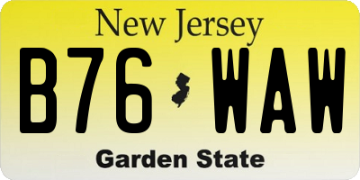 NJ license plate B76WAW