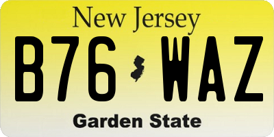 NJ license plate B76WAZ