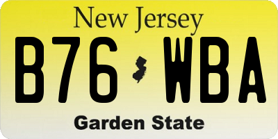 NJ license plate B76WBA