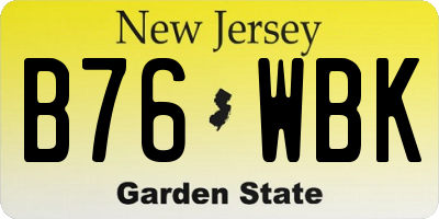 NJ license plate B76WBK