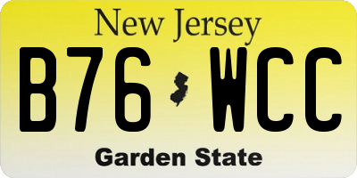 NJ license plate B76WCC