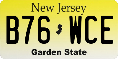 NJ license plate B76WCE