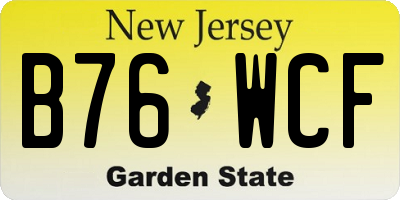 NJ license plate B76WCF