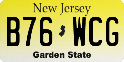NJ license plate B76WCG