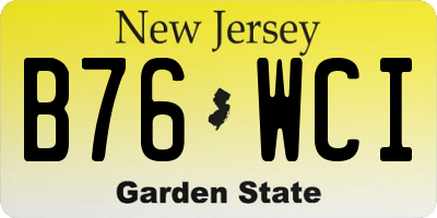 NJ license plate B76WCI