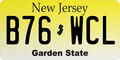 NJ license plate B76WCL