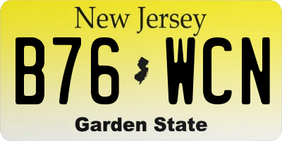 NJ license plate B76WCN