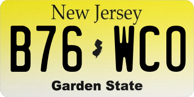 NJ license plate B76WCO